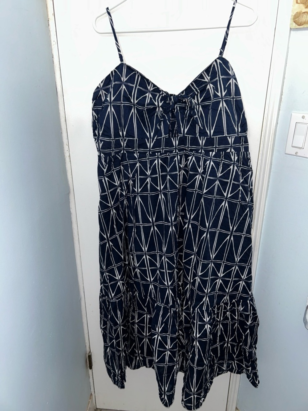 Banana Republic Navy and White Geometric Maxi Dress